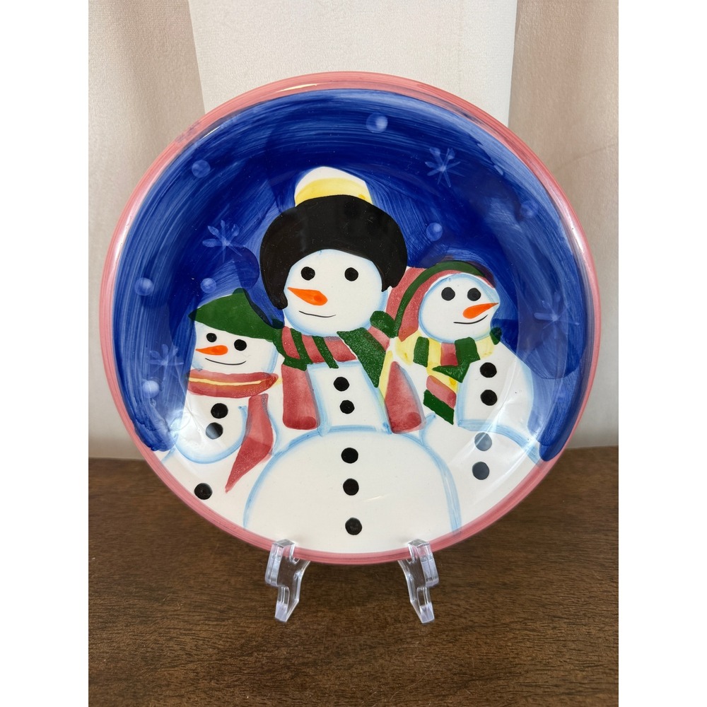 VTG EHI 'Spirits Bright" Pattern Snowman Holiday Christmas 7 3/4" Salad Plate